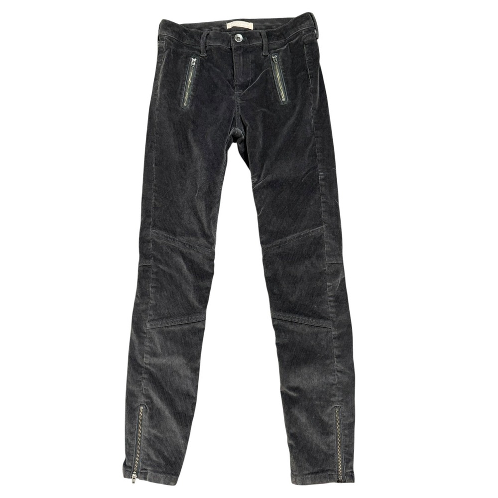 Banana Republic Grunge Corduroy Moto Skinny Pants Grey Ankle Zip Women's Size 25